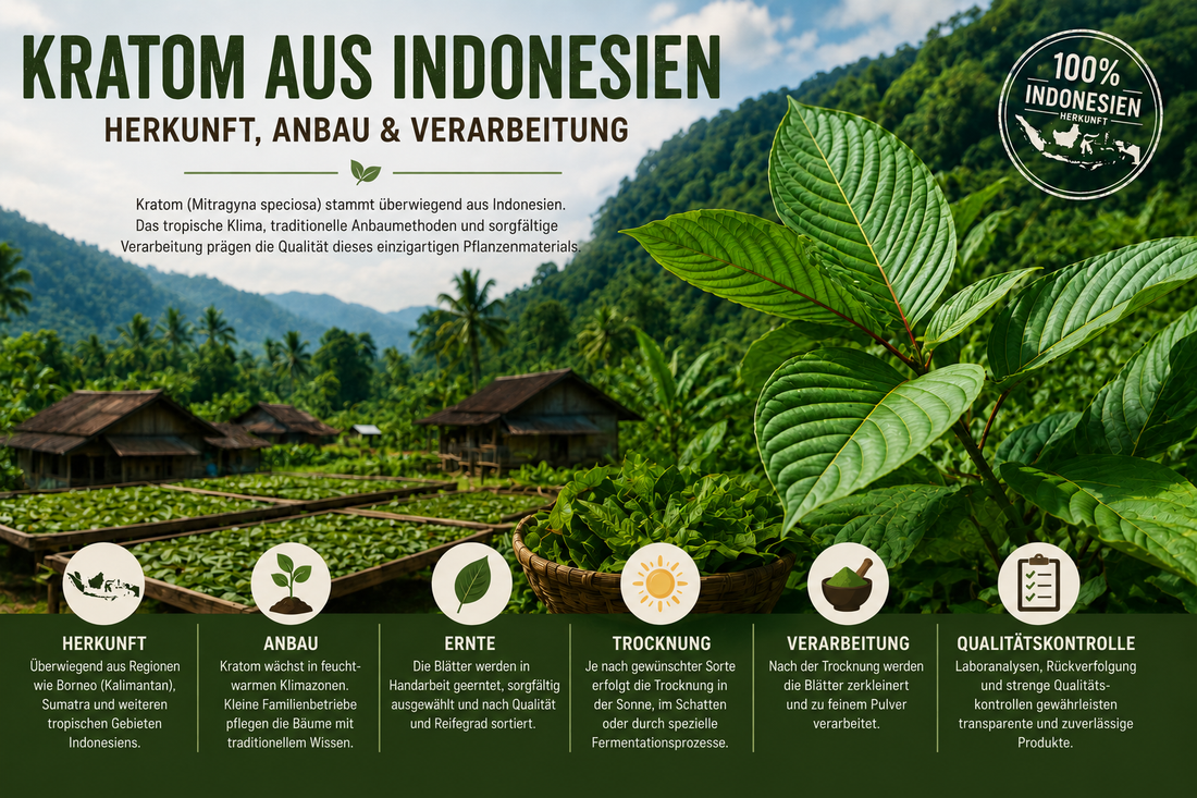 Kratom aus Indonesien – Herkunft, Anbaugebiete und traditionelle Verarbeitung
